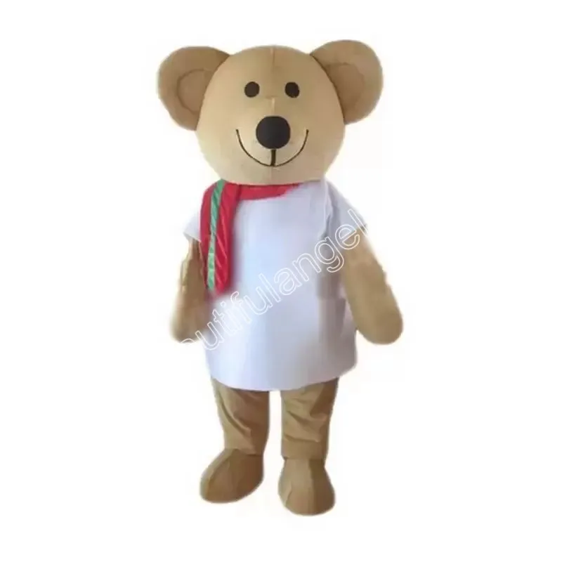 Costume de mascotte d'ours mignon d'Halloween, personnage de dessin animé en peluche, taille adulte, carnaval de Noël, fête d'anniversaire, tenue fantaisie