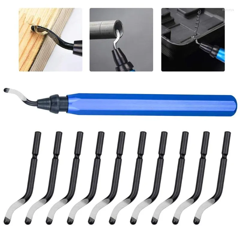 Professional Hand Tool Sets 50LF Handle Burr Metal Deburring Remover Cutting With 10pcs Rotary Deburr Blades