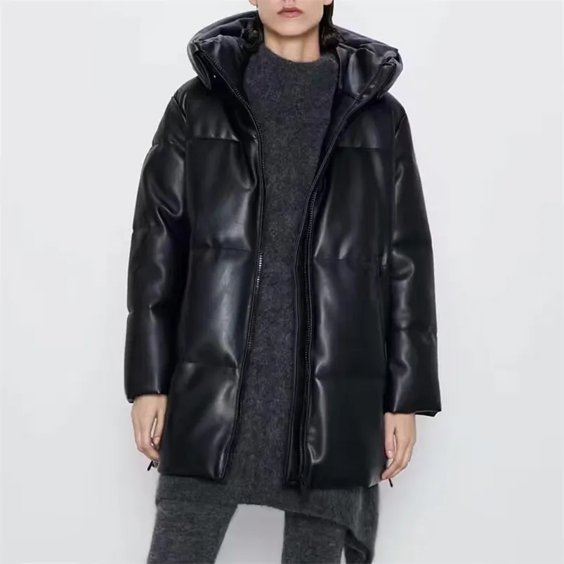 Damskie palenie parkas rr parkas parkas moda jesień hooted długie płaszcze kobiety eleganckie zamek błyskawiczny skóra luźna bawełna kurtki żeńskie kobiety 220909