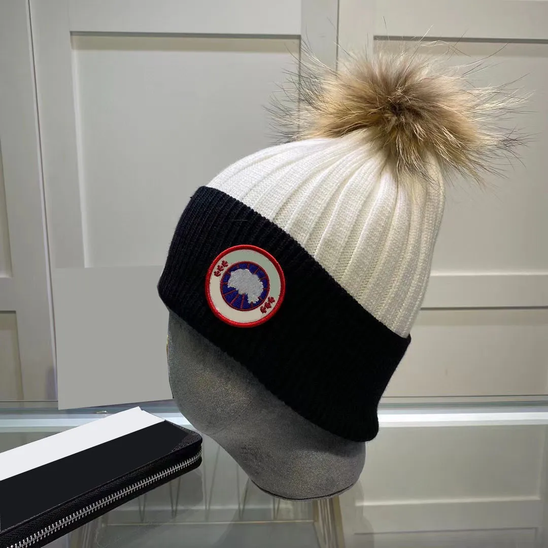 Cappello lavorato a maglia di design in popolari cappelli invernali canada Lettera d'oca Pom berretto berretti di lana calda sci invernale protezione dal freddo all'aperto 7 colos