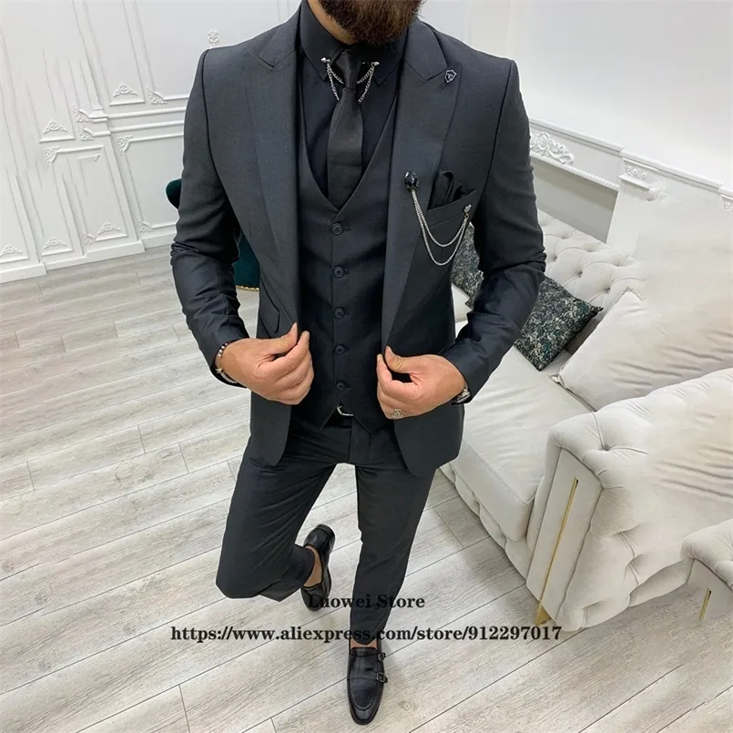 Save Big on Bulk Men's Suits Blazers Fashion Suit For Men Slim Fit Piece  Jacket Vest Pants Set Formal Groom Wedding Peaked Lapel Tuxedo Male Office 