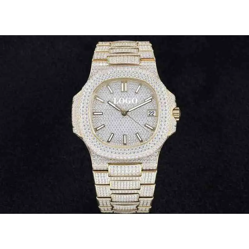 Luxusuhren für Herrenuhr, Taucheruhr, Größe 40 mm, Eta 324-Uhrwerk, Gypsophila Ice Out Cube Diamond 5RIG