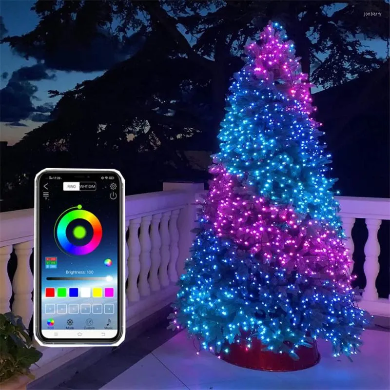 Saiten Weihnachtsfee Lichter 100/200 LEDs Farbwechsel Smart String Light Wasserdicht APP-Steuerung Funkeln für Schlafzimmer Weihnachtsbaum