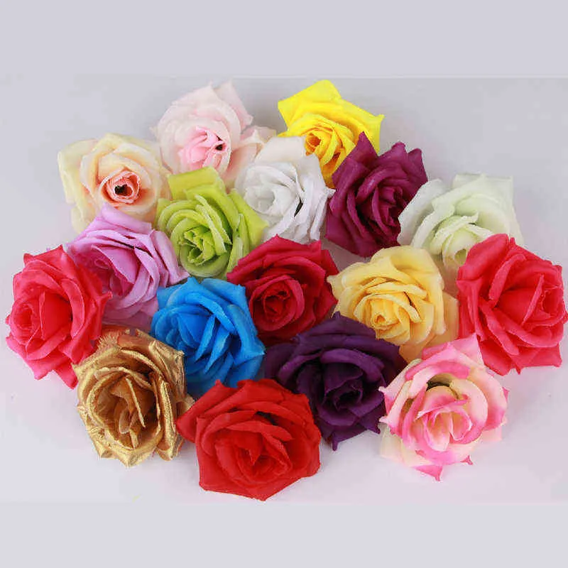 Finto verde floreale 8 cm testa di fiori artificiali di seta finta rosa 100 pezzifesta fai da te di alta qualità per matrimoni ornamenti di fiori di natale con palline fiori J220906