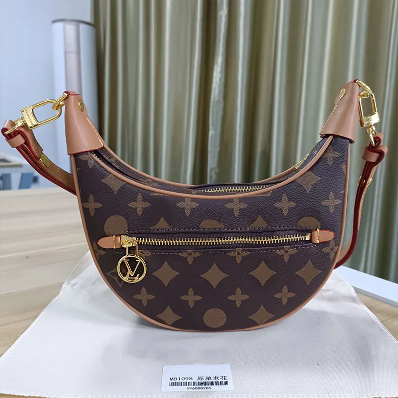 HH Cruise Denim LOOP Moon Bag Womens Saddle Leather Circle Belt Chain