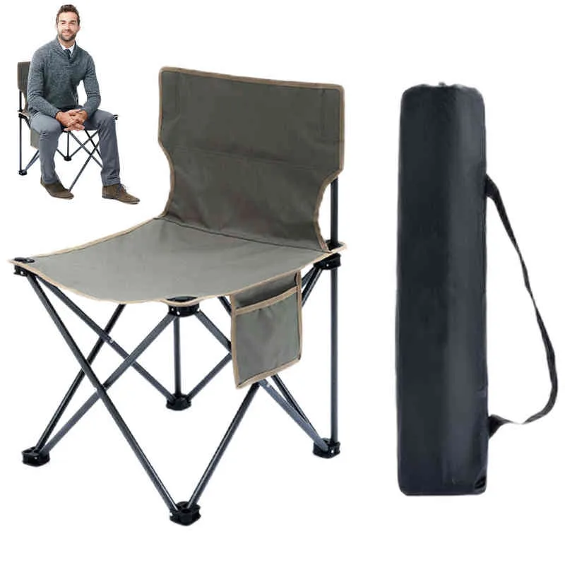 Camp Furniture Vouwcampingstoel Oversized zware gewatteerde stoel met bekerhouder opbergtas Dikke 600d Oxford vissen rugleuning Stool 0909