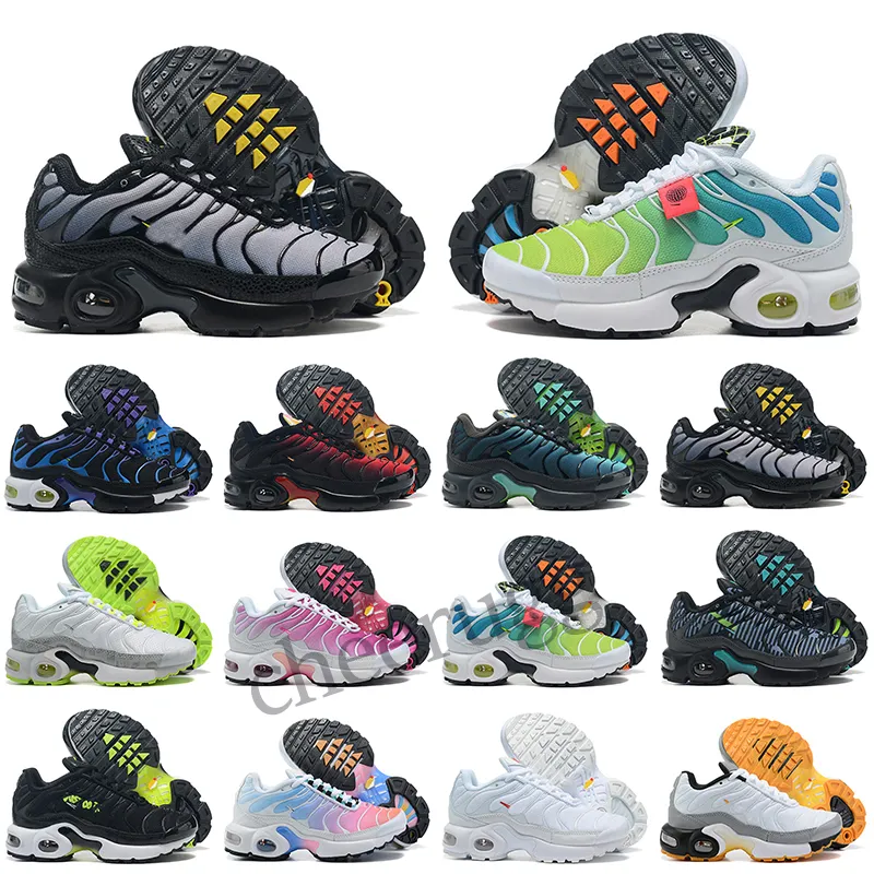 TN Plus Kids Trainers Running Shoes Breathable Girls Boys Youth Tns Bumblebee Rainbow Designer Sports Sneakers Size 28-35