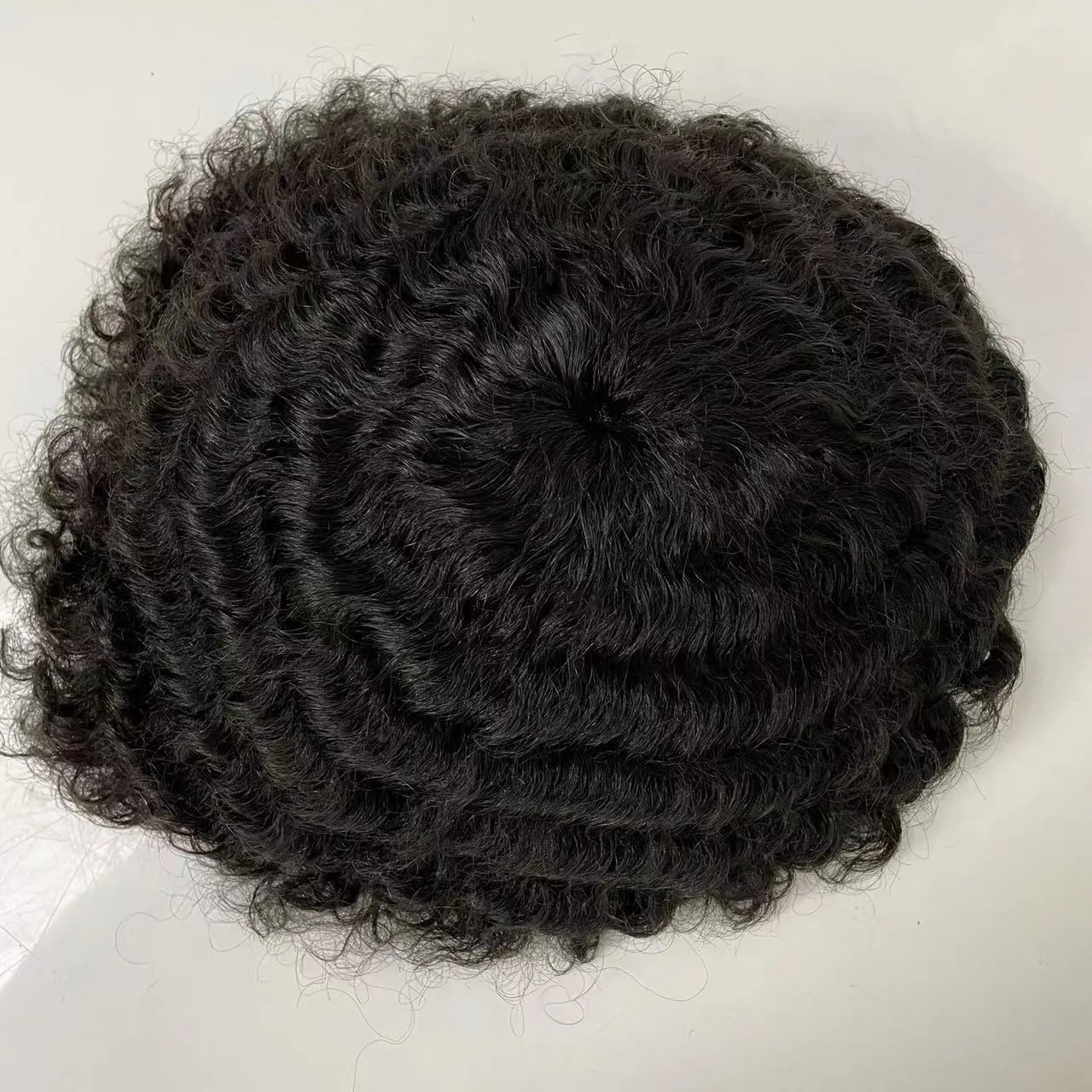 12 mm Afro golf menselijk haarstukken 8x10 volle kanten toupee voor zwarte mannen zwarte kleur Russische maagdelijke haarstukjes Afrikaans Amerikaans