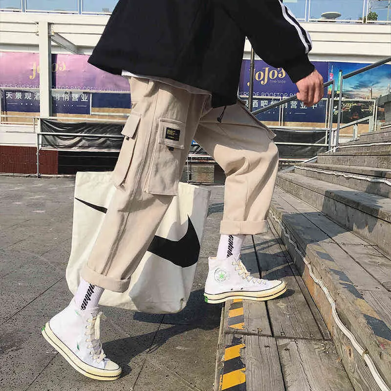 Men's Pants Cargo Japanese Streetwear Hip hop Joggers Black Loose Harajuku Sweat pants Trousers T220909