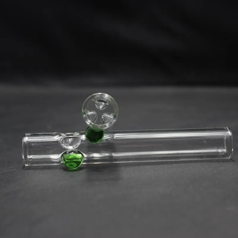 Pipe de dégustation en verre pour fumer, design de receveur de glace avec point vert