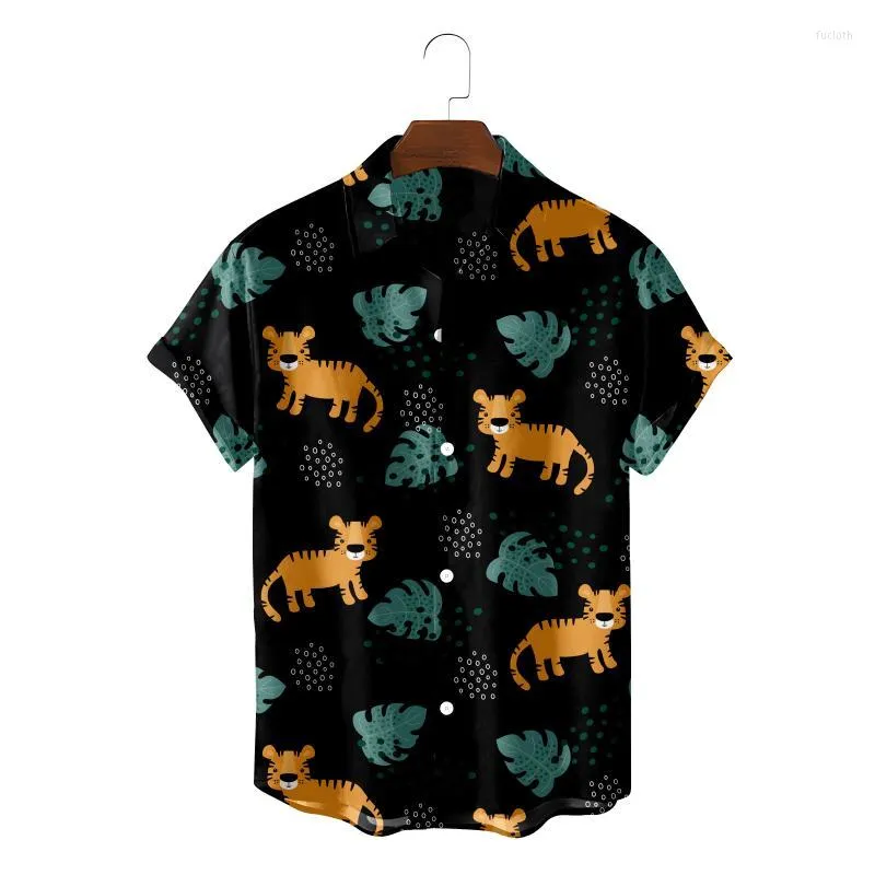 Casual shirts heren heren heren Hawaiiaans shirt mode zomer strand kleding blusas cartoon dier camisa blouses knoopchemise knoop