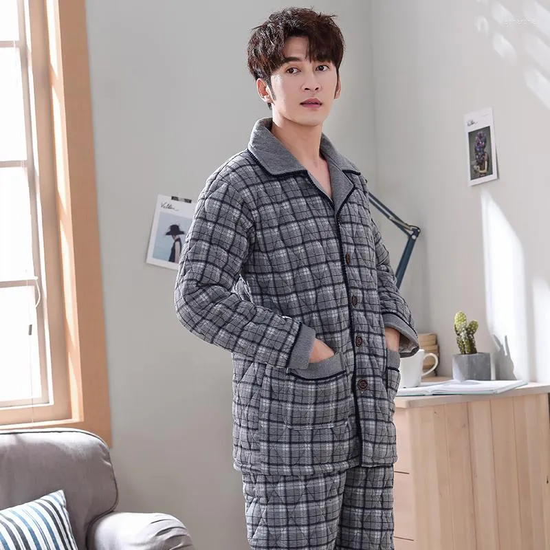 Erkekler Sweetwear Orgu Pamuklu Yast kl Erkekler Kal n Buyuk Bahceler L 3xl K Pijama Seti Homme Peignoir Pijamalar S cak Kapitone Gri Ekose Erkekler Yi TL1 806.28 DHgate
