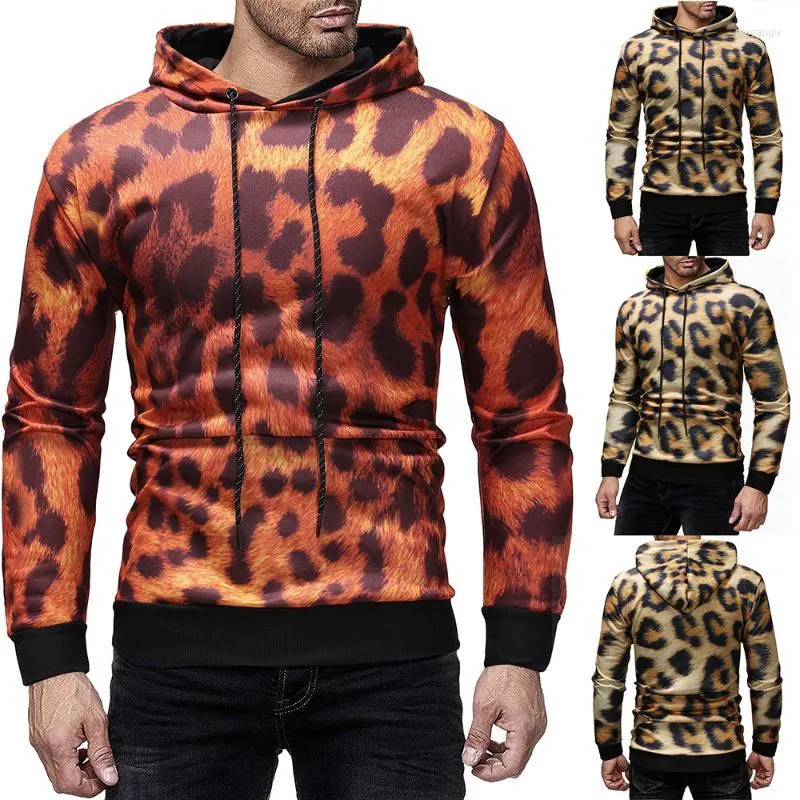 Felpe con cappuccio da uomo Felpe da uomo Felpa con cappuccio moda uomo Top da allenamento Cappotto con cappuccio casual Felpa hip-hop Leopardo Colori misti