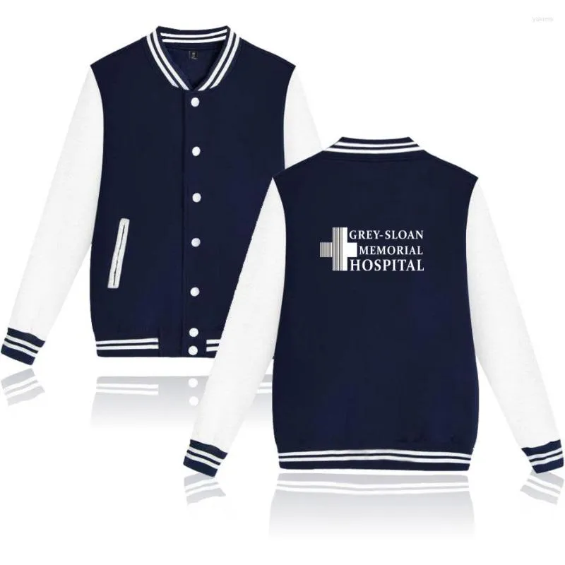 Heren Jackets Grey's Anatomy Fashion Men Women Honkbal Jacket Pocket Button Lange Mouw Casual Hoodies Sweatshirts Coat Tops