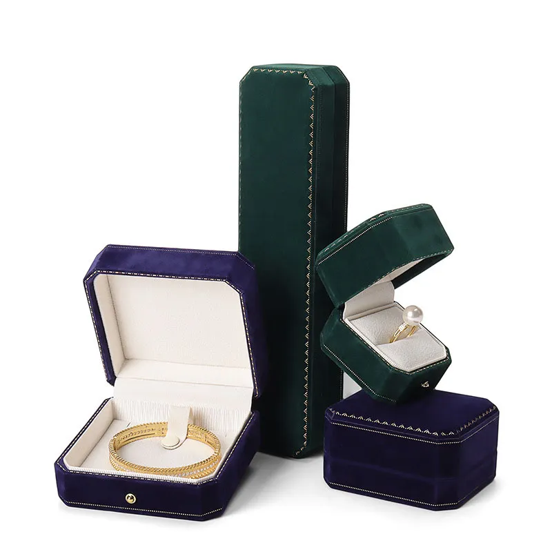 Velvet Ring Jewelry Octagon Box Pendant Vintage Necklace Jewelry Box Bracelet Bracelet Jewelry Packaging Box