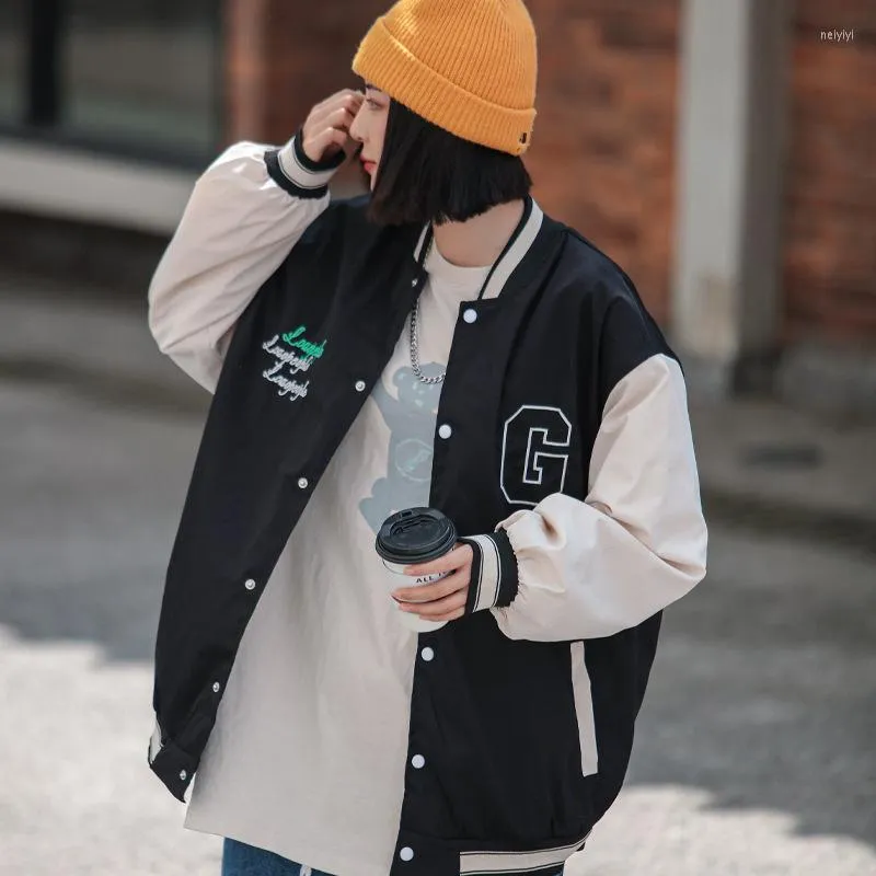 Women's Jackets Letter Embroidery Varsity Jacket For Women Ladies Korean Fashion Street Style Baseball Loose Plus Size Clothing Outwear