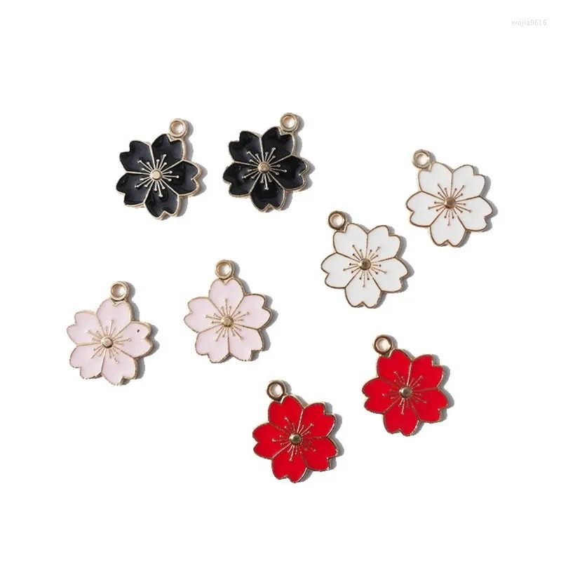 Charmes 10 pièces/sac 18mm alliage fleurs de cerisier pendentif fleurs pour bracelet à bricoler soi-même collier fournitures de fabrication de bijoux