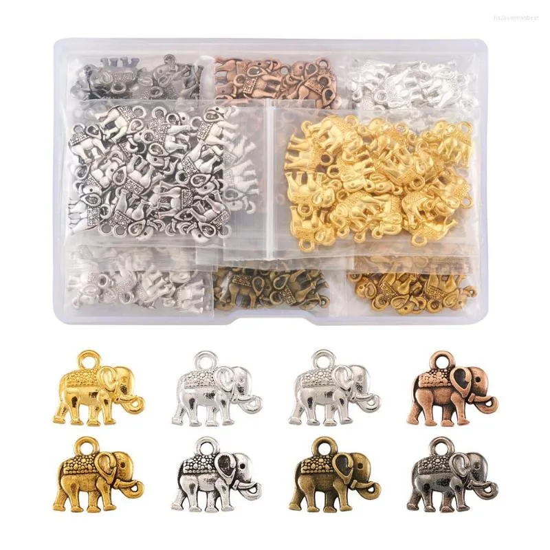 Anhänger Halsketten 160 teile/schachtel Tibetischen Stil Legierung Elefanten Form Charms Für Ohrring Halskette DIY Schmuck Machen Erkenntnisse Zubehör