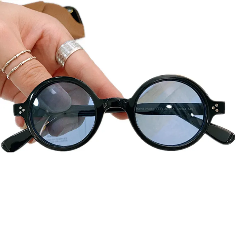NEW Desig Round Glasses Frame Polarized Sunglasses UV400 Retro-Vintage Punk Prince Acetates Rivots GOGGLES for prescription 56-24-145full-set design cases