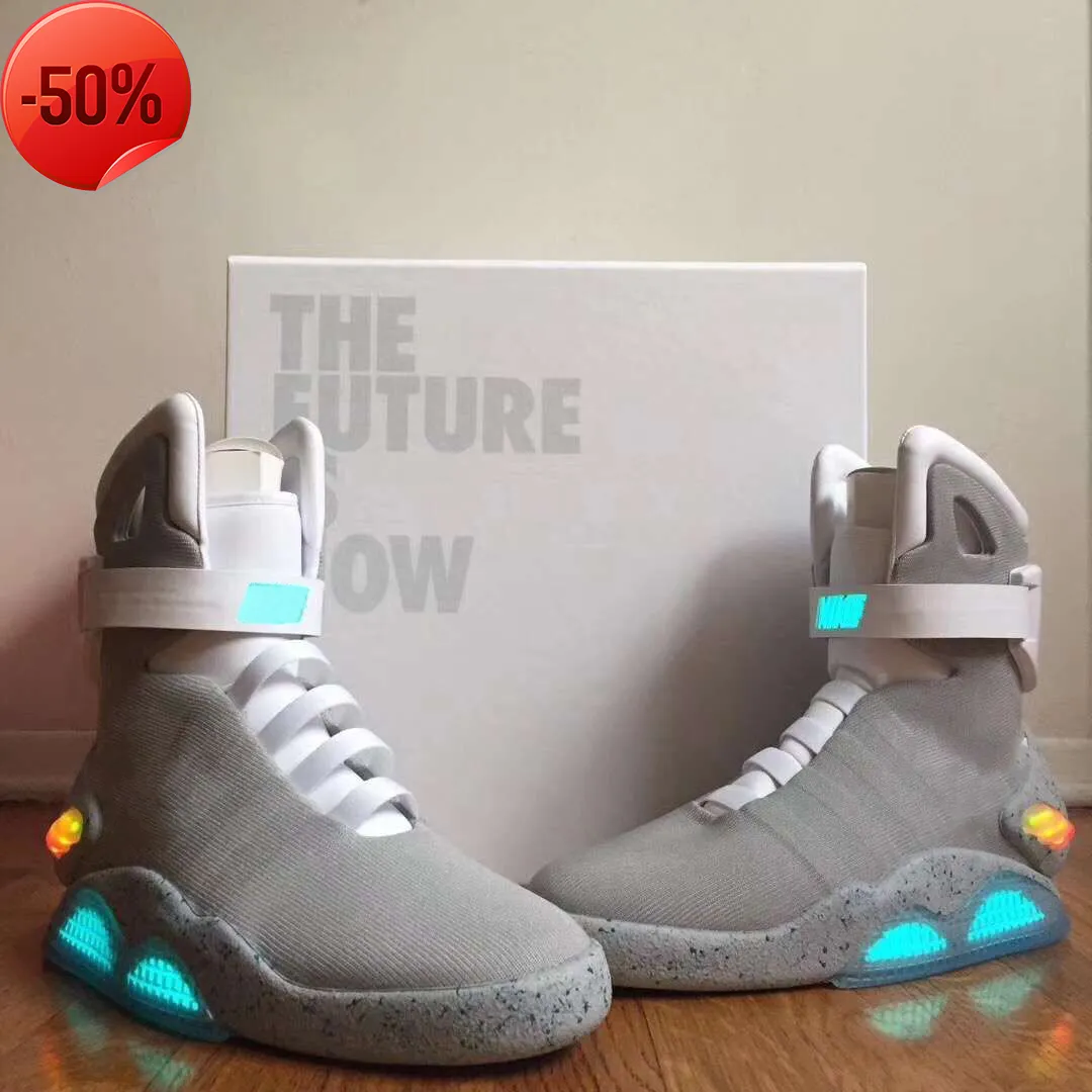 Boots 2023 Release Authentic Air Mag Back to the Future Fashion Sneakers Mens Women Sports Shoes LED Lighting Outdoor Trainers With Original Box