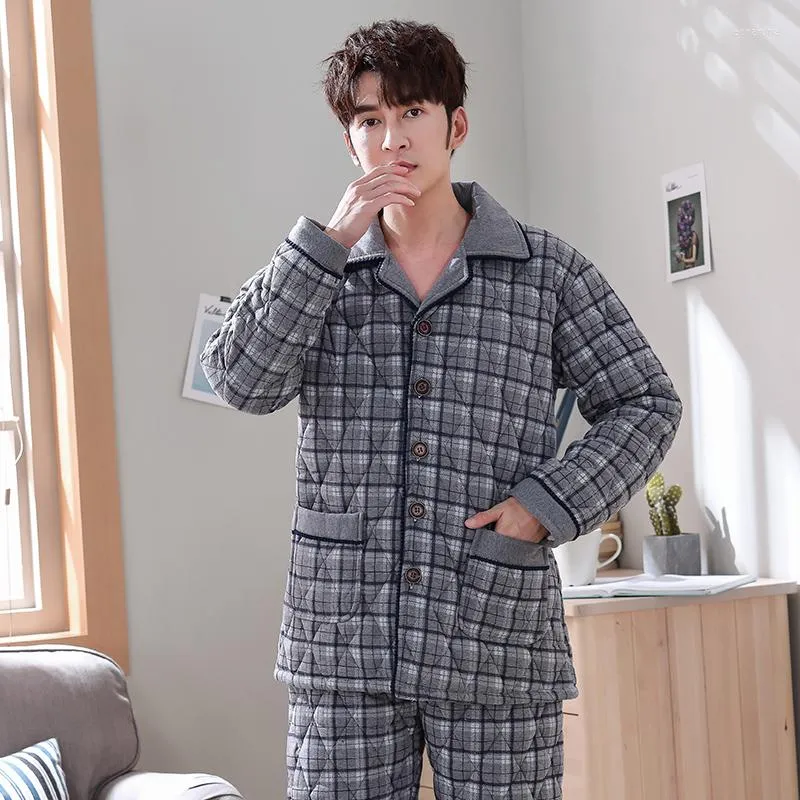 Erkekler Sweetwear Orgu Pamuklu Yast kl Erkekler Kal n Buyuk Bahceler L 3xl K Pijama Seti Homme Peignoir Pijamalar S cak Kapitone Gri Ekose Erkekler Yi TL1 806.28 DHgate
