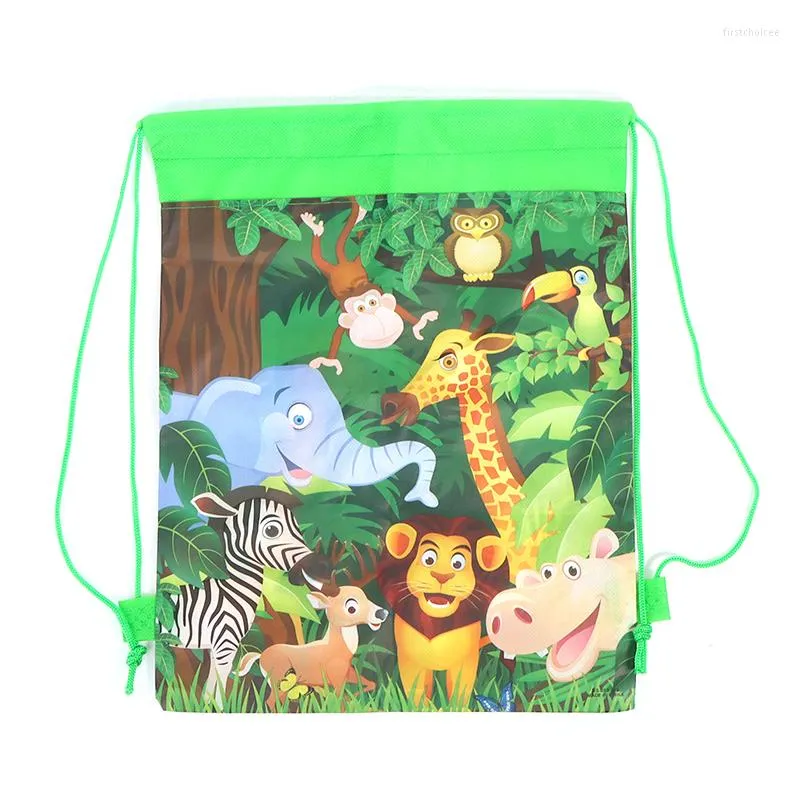 Storage Bags Jungle Animal Theme Drawstring Gifts Bag Baby Shower Decoration Backpack For