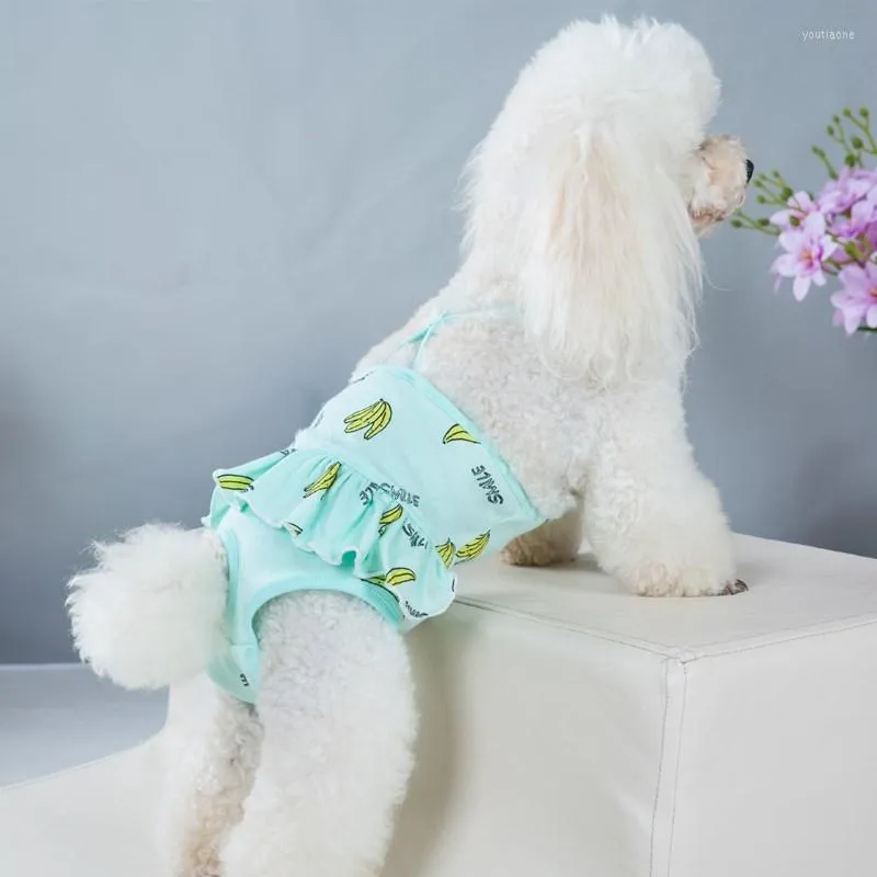 Hundkläder valp Diaper Banana Tryckt fysiologiska byxor Bekväm andningsrem Pet Cotton Menstrual