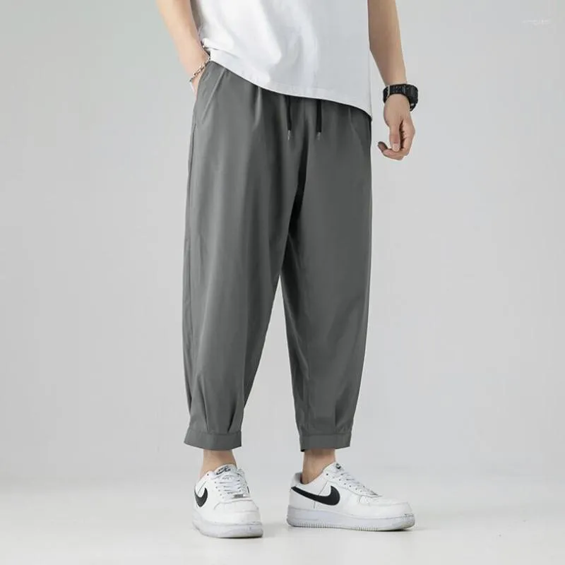 Pantaloni da uomo uomini casual estate joggers cotone color tocco solido harajuku harem nove tasche streetwear Pantalon 2022 W2072