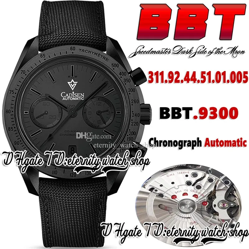 BBT Dark Side Moon Bt311.92.44.51.01.005 Herenhorloge 9300 Chronograaf Automatische zwarte wijzerplaat Stick Markers Roestvrij kast Lederen band Superversie Eternity