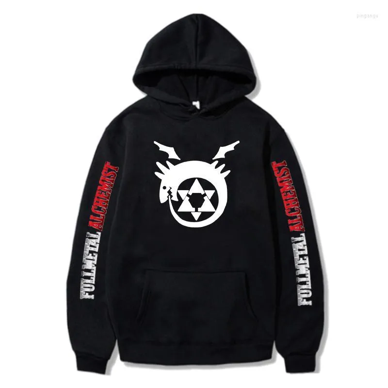 Herren Hoodies Herren Sweatshirts Männer Coole Kleidung Casual Hoody Fullmetal Alchemist Gedruckt Lose Streetshirt Langarm Tops Größe