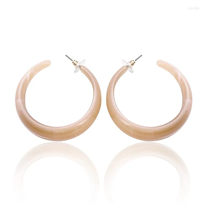 Hoop Earrings 2022 Women Fashion Jewelry Trend Beige Color Acrylic Resin Round For Girls Casual Acetate