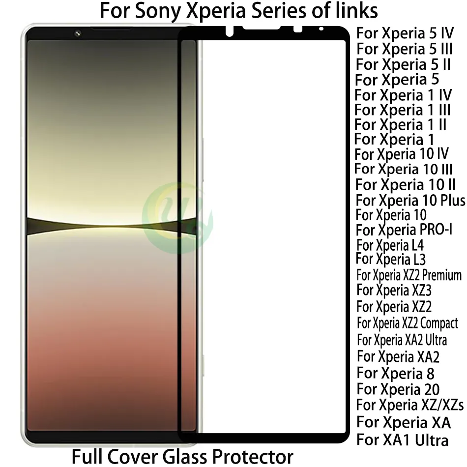 Ochrony ekranu pełne pokrycie szklane szklane drukowane dla Sony Xperia 20 10 8 5 IV III II II Xperia 10 Plus L3 L4 Pro-I Xz Premium XZ1 XZ3 Compact Xa 1 2 Ultra Pro