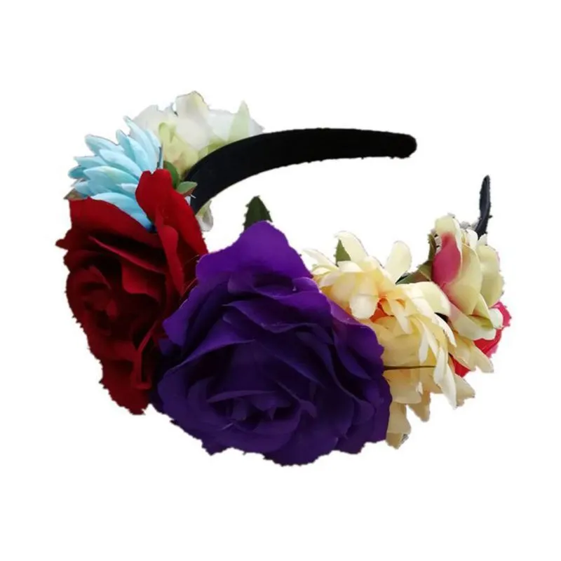 Multicolor Rose Flower laurel headband for Christmas, display picture 1