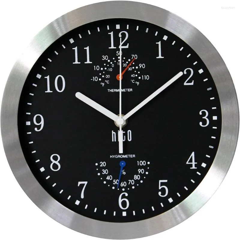 Wall Clocks 12 Inch Silent Non Ticking Clock Sweep Movement Glass Cover Aluminum Frame Decorative For Kitchen Living Bedroom Office