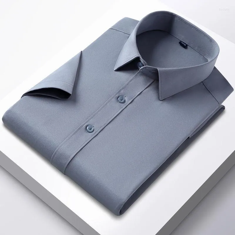 Men's Casual Shirts Men's Men's Short-Sleeved Shirt Business Attire Formal Wear Anti-Wrinkle Solid Color Stretch Non-Ironing