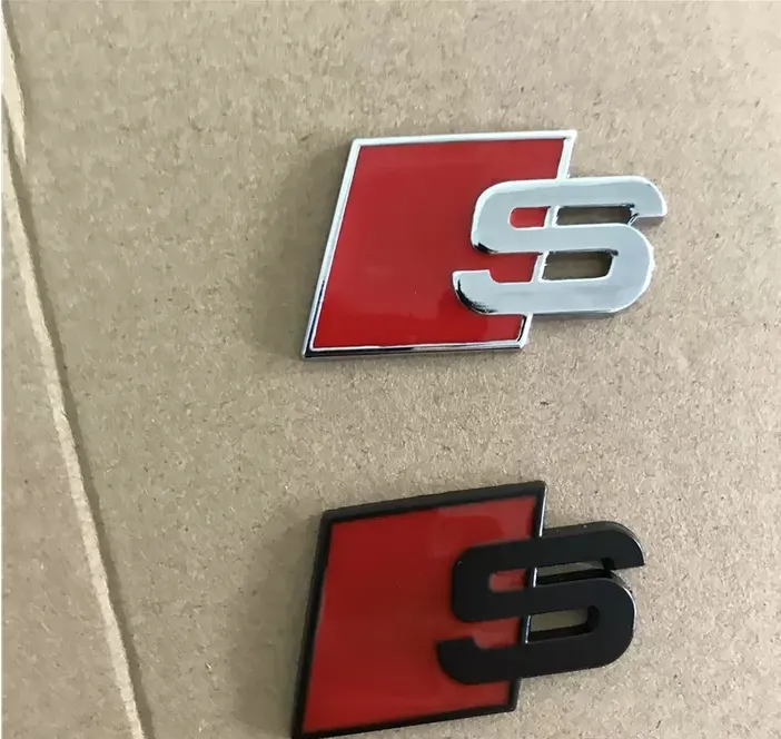 Metal S Logo Sline Emblem Badge For Audi Quattro TT SQ5 S6 S7 A4 Red/Black  Front/Rear Boot/Side Metal Stickers Accessory From Ylinling, $1.31