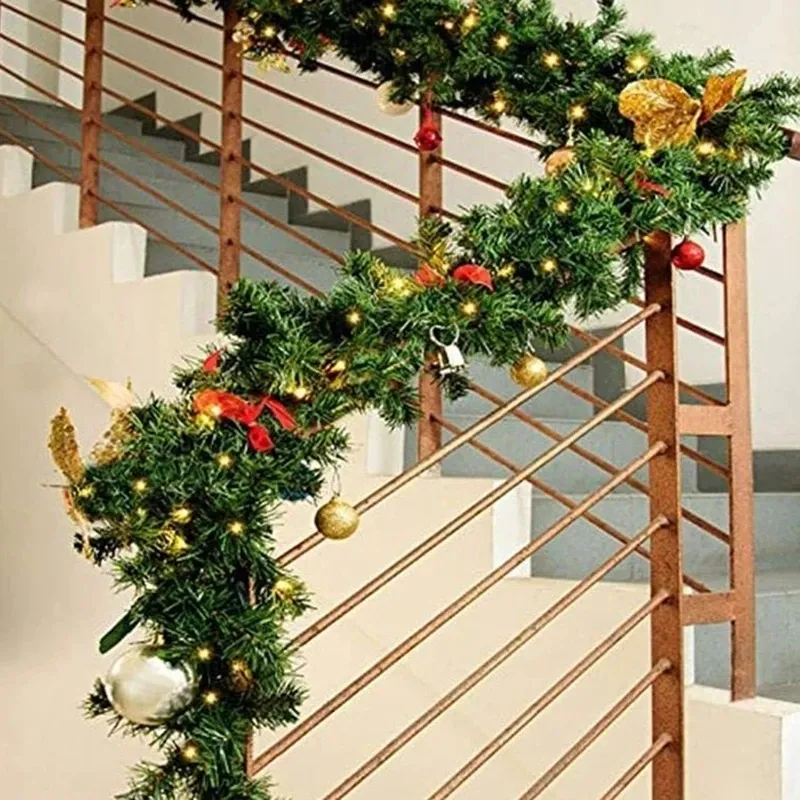 Weihnachtsdekorationen 5/5 m Girlande Grün Rattan Kranz Dekor Startseite Weihnachten Party Künstlicher Baum Banner Hängende Verzierung 220909