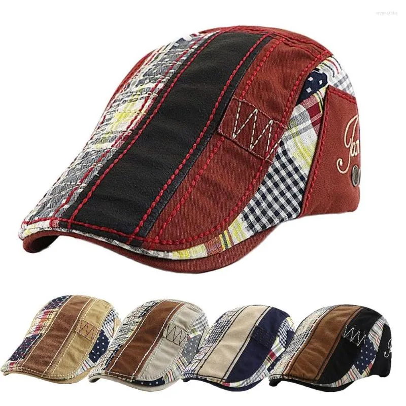 Berets Unisex Beret Hats For Men Women Cotton Leisure Patchwork Flat Sun Hat Casquette Gorras Planas Boina Casual Painter Caps