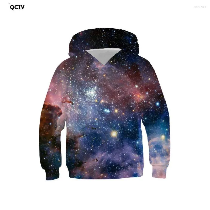 Hoodies QCIV Marke Galaxy Hoodie Kinder Nebula 3D Gedruckt Space Print Bunte Hoody Anime Unisex Lustige Pullover Hohe Qualität