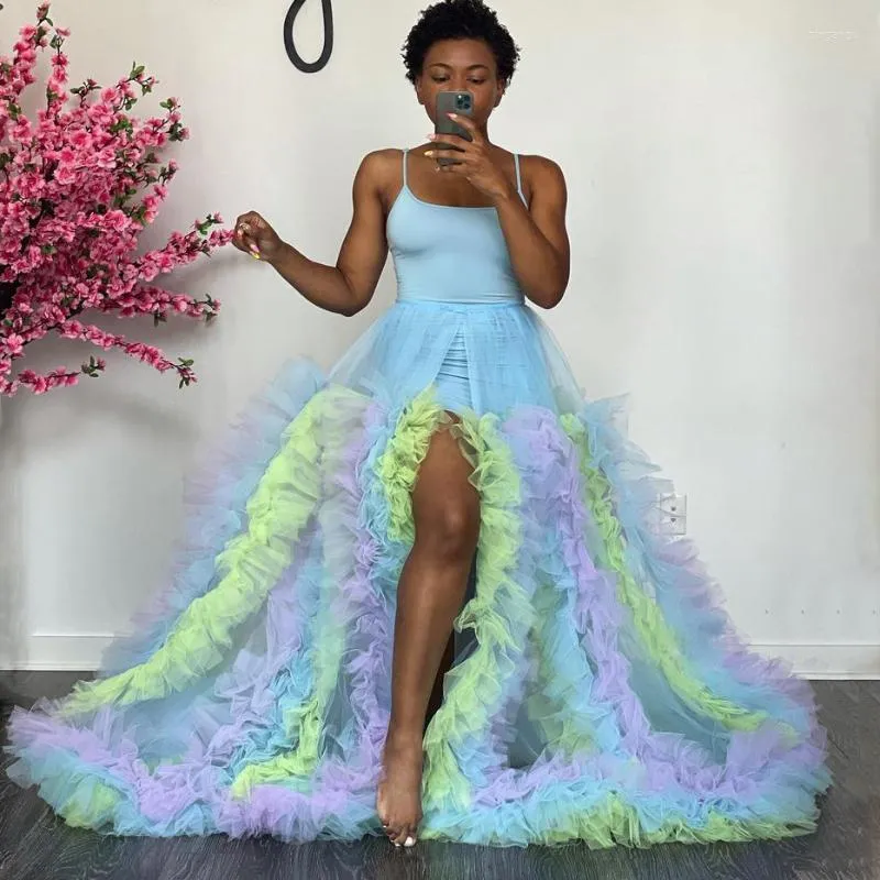 Skirts Custom Made Colorful Tulle Detachable Overskirt For Women Ruffled Overlay Birthday Gowns Po Shoot Bridal Skirt