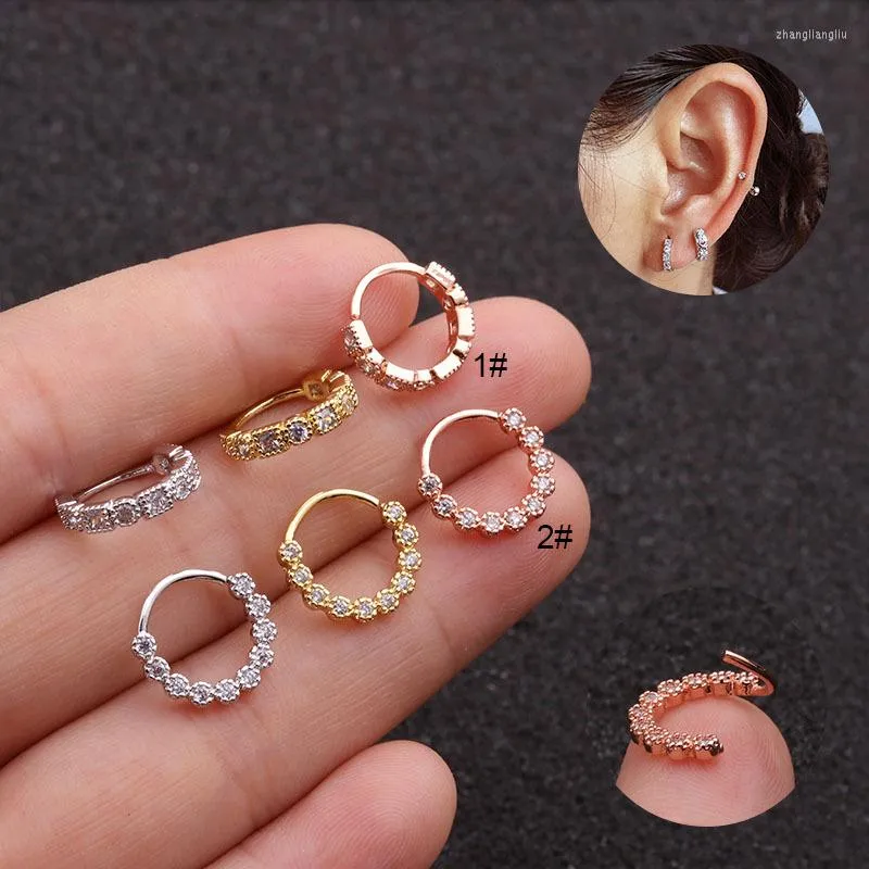 Hoop Earrings 1Pc Cz Cartilage Earring Nose Nostril Ring Open Tragus Daith Conch Rook Snug Gold Color Ear Piercing Jewelry
