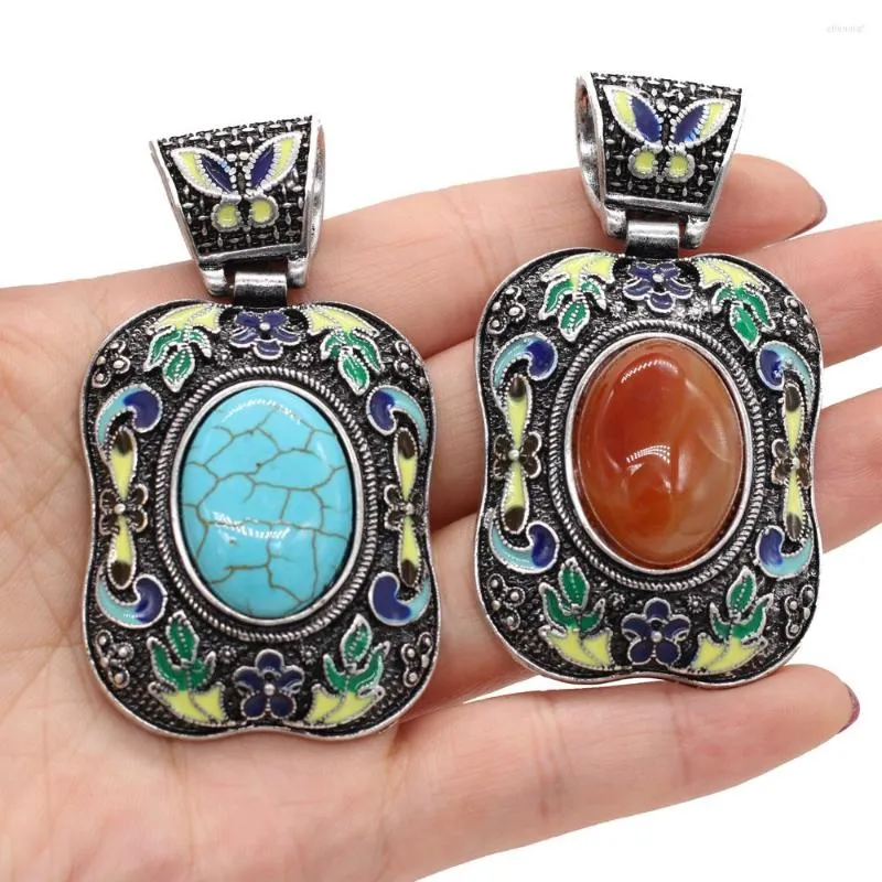 H￤nge halsband naturliga abalonskal charms vintage etnisk bohemisk roskvarts agat lapis lazuli f￶r smycken som g￶r diy halsbands g￥va
