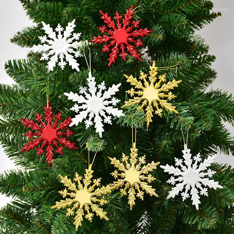 Christmas Decorations Gold Red And White Electroplated Tree Wreath Scene Layout Dress Up Snowflake Pendant