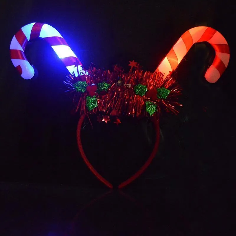 Hair Accessories Candy Cane Headband LED Festive Party Hoop Costume Headwear For Christmas Lights Halloween Glow Supplies 220909