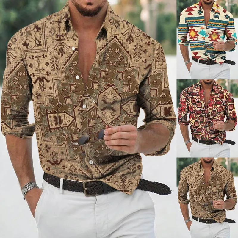 Camicie casual maschile uomini alla moda azik stampato 3d digitale 3d camicia formale a maniche lunghe traspirabile