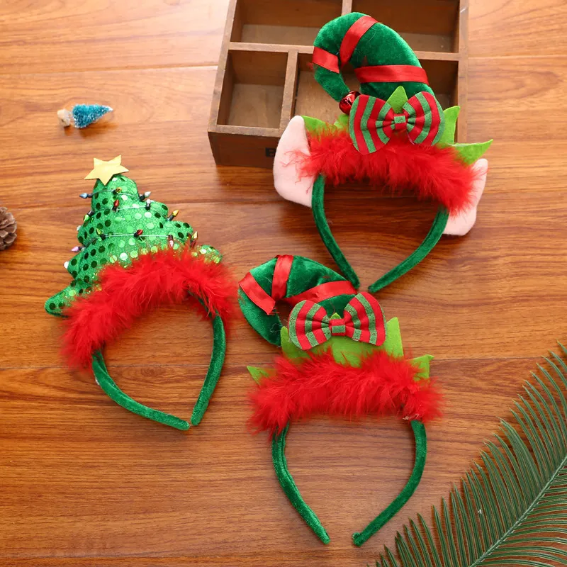 Accessori per capelli Decorazione Cappello Elfo Cappello Kid Day Day Hoop Red Feather Christmas Reghip Creative 220909