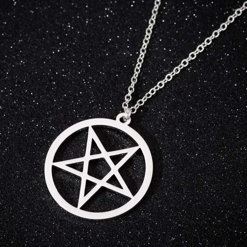 Hänge halsband yiustar satanisk halsband djävulens fälla pentagram pentakel retro antik rostfritt stål smycken vardagliga juveler gåva