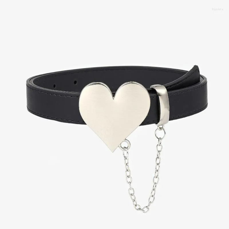 Riemen Dark Punk Heart Tassel Women Belt Kpop Egirl Metal Love Buckle Chain Decoration Girls Pants Harajuku Pu Lederen jeans