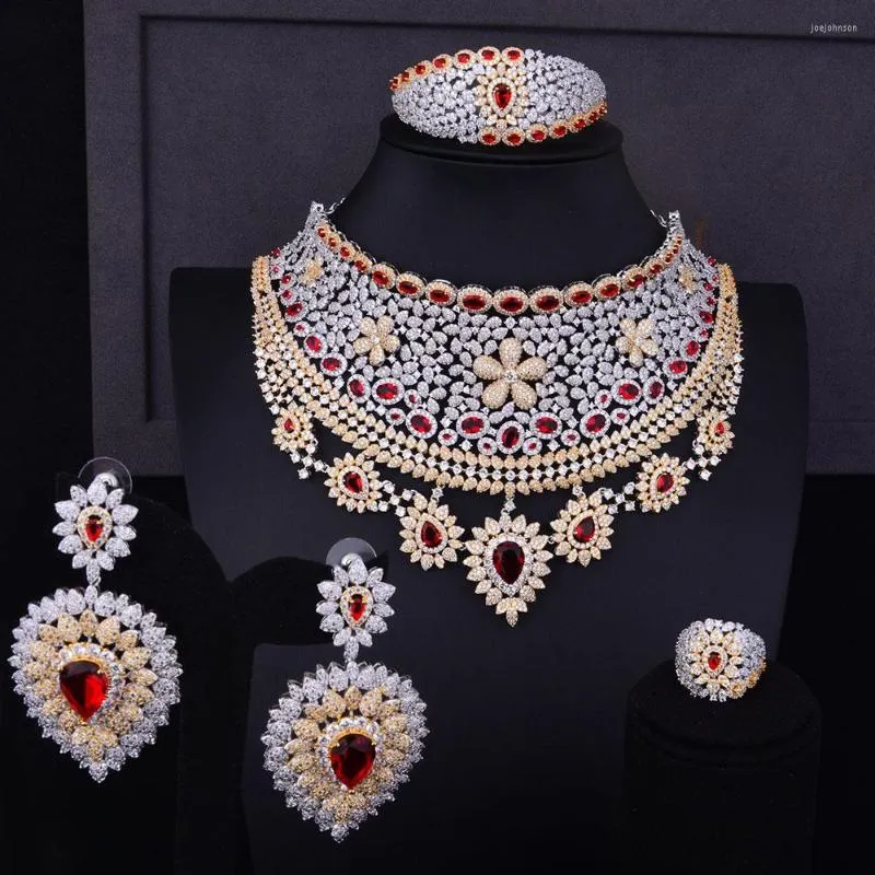 Necklace Earrings Set GODKI 110mm Wide Big Luxury Flower Boom Women Engagement Cubic Zirconia Earring Dubai Jewelry Jewellery Addiction