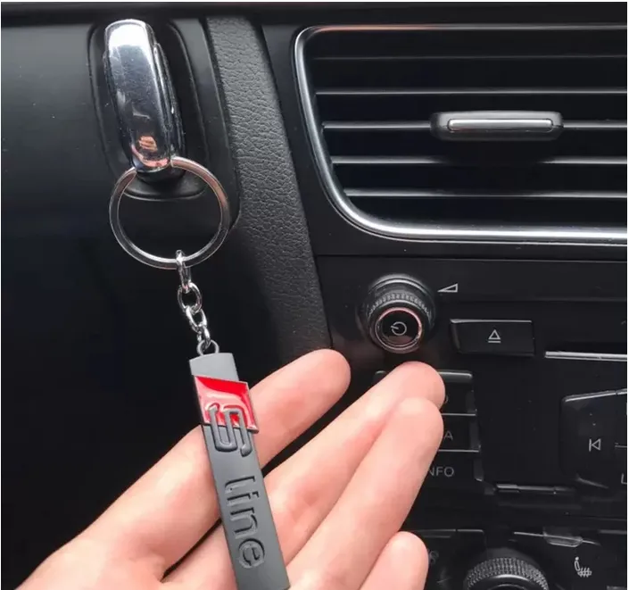 LLavero de coche de metal S line, llaveros, anillos, Fob compatible con Audi Sline, llavero con logotipo A3 A4 A6 A7 A8 TT RS Q5 Q7, estilo de coche